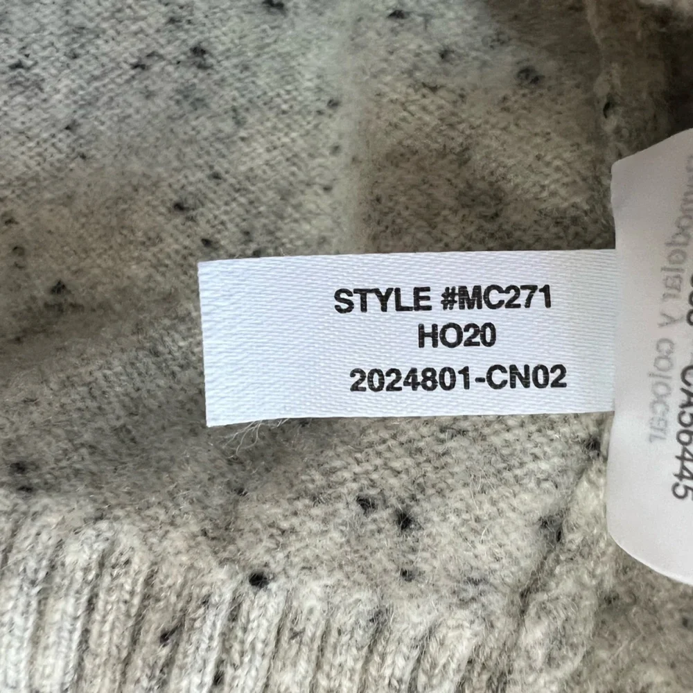 Madewell Donegal 100% Cashmere Roll-Trim Pullover Sweater in Light Grey, size XS